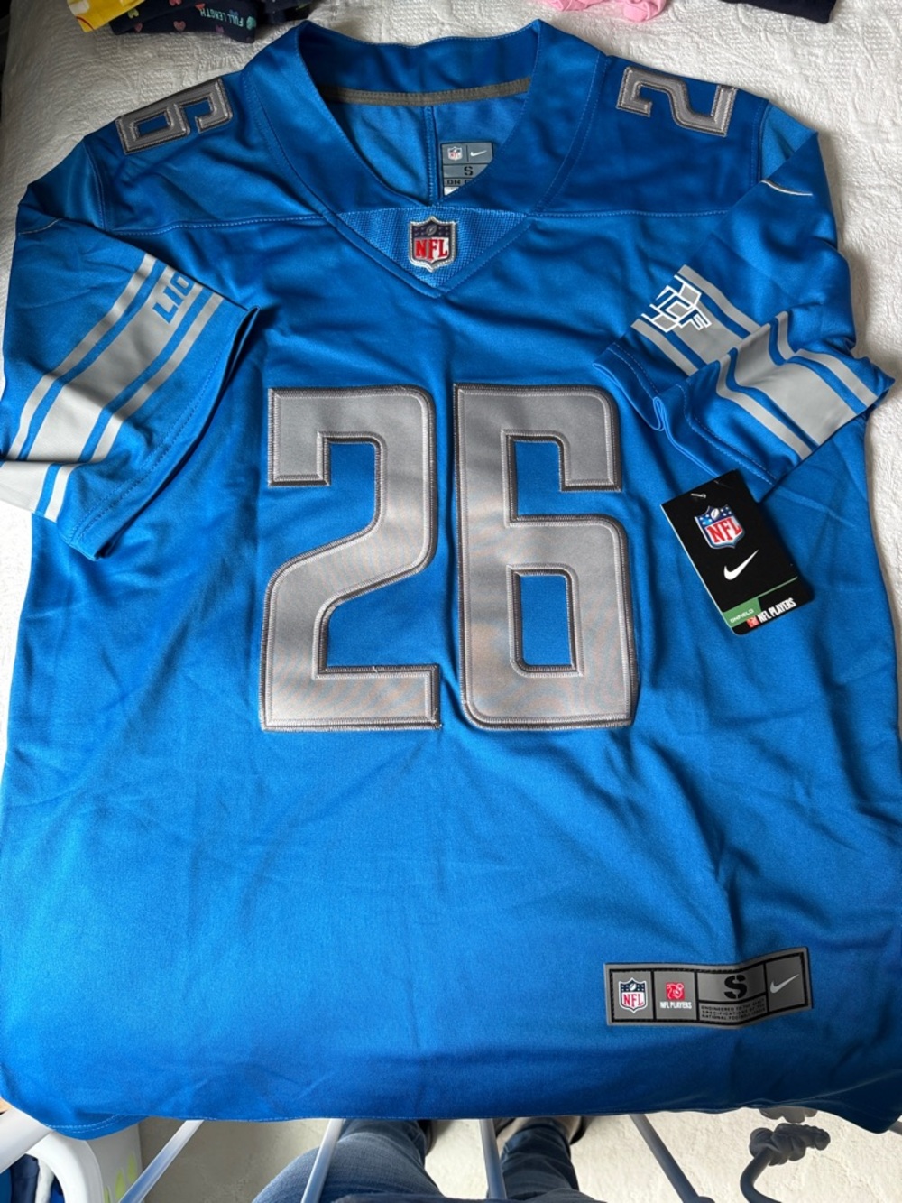 NWT NFL Nike Lions GIBBS 26 Blue Jersey Size S
